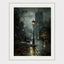 Victorian London Street Art Print, Gothic Cathedral, Rainy Cobblestone Decor