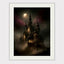 Gothic Castle in Clouds Wall Art, Dark Fantasy Moonlit Cathedral Print, Medieval Gothic Decor