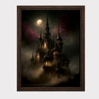 Gothic Castle in Clouds Wall Art, Dark Fantasy Moonlit Cathedral Print, Medieval Gothic Decor