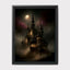 Gothic Castle in Clouds Wall Art, Dark Fantasy Moonlit Cathedral Print, Medieval Gothic Decor