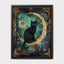 Celestial Black Cat Art Print, Gothic Moon Decor