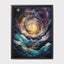 Celestial Galaxy Canvas Print, Sun, Moons, Stars Cosmic Wall Art Painting