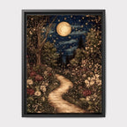 Celestial William Morris Inspired Woodland Print Moonlit Garden Path Nature Illustration