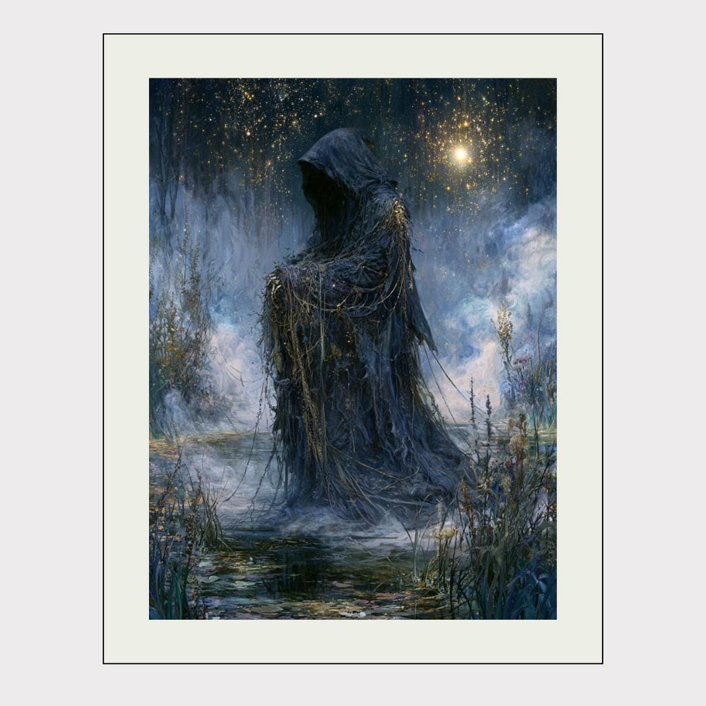 Grim Reaper Wall Art, Gothic Fantasy Print, Dark Academia Macabre Decor