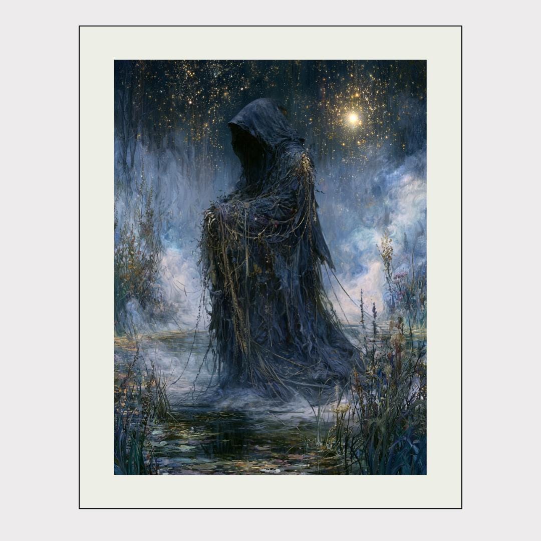 Grim Reaper Wall Art, Gothic Fantasy Print, Dark Academia Macabre Decor