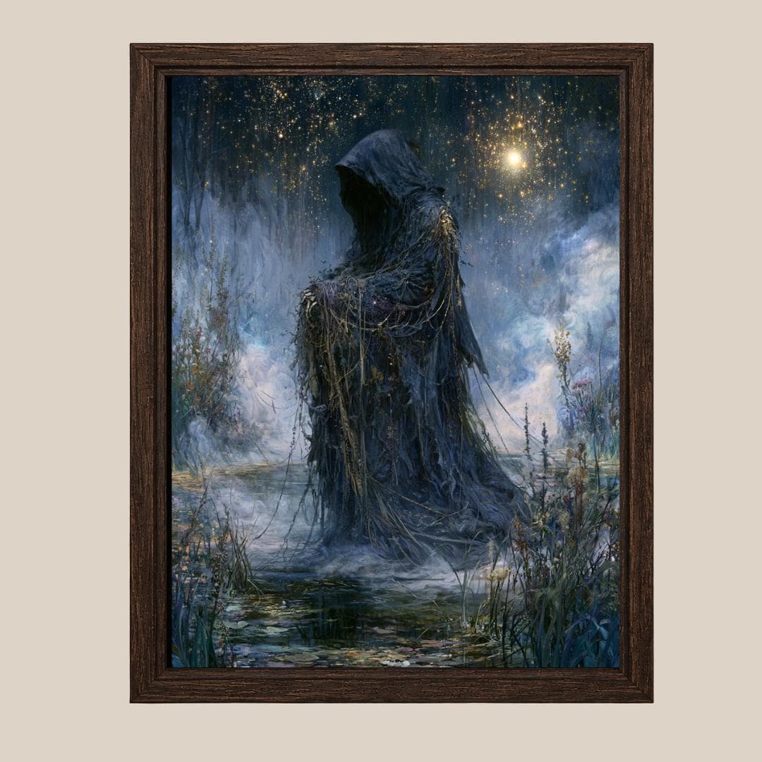 Grim Reaper Wall Art, Gothic Fantasy Print, Dark Academia Macabre Decor