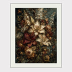 Dark Floral Lily Print Botanical Wall Art Flower Still Life Painting