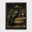 Emerald Raven With Crown on Stone Bird Bath Gothic Wall Art Canvas Print
