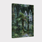 Victorian Conservatory Wall Art, Fernery Print, Enchanted Greenhouse Painting, Dark Botanical Canvas Artwork