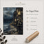 Gargoyle Wall Art, Gothic Coastal Buildings, Atmospheric Ocean Print, Dark Fantasy Seascape Decor