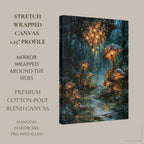 Mushroom Forest Wall Art, Glowing Toadstool Print, Magical Woodland Painting, Dark Fantasy Artwork