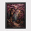 Pink Cherry Blossom Lantern Print, Dark Academia Woodland Tree Wall Art