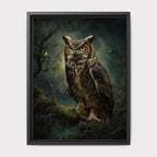 Owl Wall Art Print, Forest Bird of Prey Decor, Moody Woodland Nature Artwork