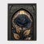 Stained Glass Black Rose Print, Gothic Floral Botanical Art, Dark Moody Wall Decor