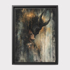 Black Horned Demon and Woman Art Print Dark Fantasy Gold Drip Occult Devil Decor