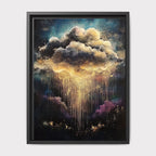 Golden Cloudburst Art Print, Abstract Stormy Sky, Moody Sky Cloudscape Oil Painting Style Decor