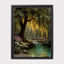 Enchanted Weeping Willow Firefly Print William Morris Inspired Fantasy Golden Tree Reflections on Water