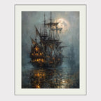 Moonlit Pirate Ghost Ship Wall Art, Gothic Nautical Print, Haunted  Vintage Maritime Canvas Painting