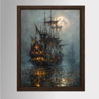 Moonlit Pirate Ghost Ship Wall Art, Gothic Nautical Print, Haunted  Vintage Maritime Canvas Painting