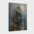 Moonlit Pirate Ghost Ship Wall Art, Gothic Nautical Print, Haunted  Vintage Maritime Canvas Painting