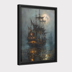 Moonlit Pirate Ghost Ship Wall Art, Gothic Nautical Print, Haunted  Vintage Maritime Canvas Painting