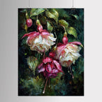 Dark Floral Wall Art, Moody Fuchsia Flower Print, Gothic Botanical Painting, Romantic Bedroom Decor