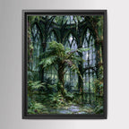 Victorian Conservatory Wall Art, Fernery Print, Enchanted Greenhouse Painting, Dark Botanical Canvas Artwork