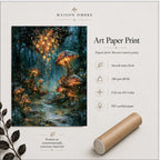 Mushroom Forest Wall Art, Glowing Toadstool Print, Magical Woodland Painting, Dark Fantasy Artwork
