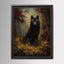 Black Wolf Wall Art, Moody Forest Canvas, Gothic Wildlife Print, Dark Academia Decor Painting