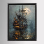 Moonlit Pirate Ghost Ship Wall Art, Gothic Nautical Print, Haunted  Vintage Maritime Canvas Painting
