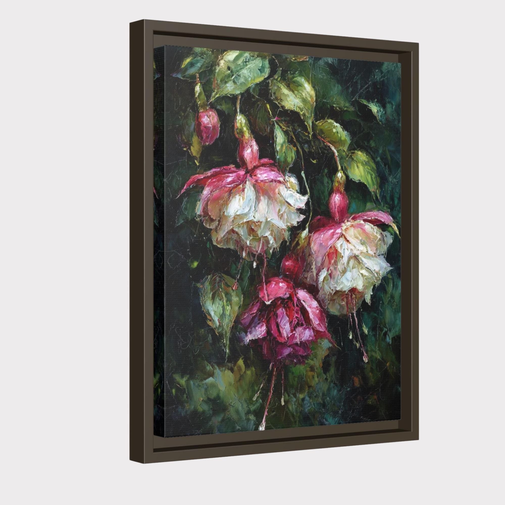 Dark Floral Wall Art, Moody Fuchsia Flower Print, Gothic Botanical Painting, Romantic Bedroom Decor