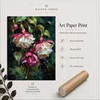 Dark Floral Wall Art, Moody Fuchsia Flower Print, Gothic Botanical Painting, Romantic Bedroom Decor