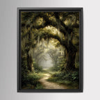 Enchanted Oak Forest Wall Art, Gothic Woodland Path Print, Dark Academia Tree Decor