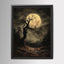 Gothic Full Moon Forest Wall Art Print, Spooky Tree Silhouette Haunted Woodland Decor