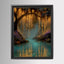 Golden Lit Tree Canopy Art Print Fantasy Firefly Forest Landscape Magical Mystical Nature Scene