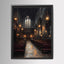 Stained Glass Window Chapel Wall Art Print Victorian Church Interior Glowing Lantern Lights Painting