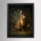 Hare Wall Art Print, Moody Woodland Animal Portrait, Dark Academia Nature Decor Artwork