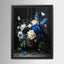 Blue and Cream Floral Hanging Basket Wall Art Print, Peonies Butterflies, Elegant Botanical Artwork