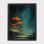 Whimsicore Toadstool Wall Art Red Glowing Mushroom Print Teal Blue Forest Glow Fairycore Decor