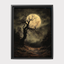 Gothic Full Moon Forest Art Print, Spooky Tree Silhouette Dark Moody Oil Painting Style